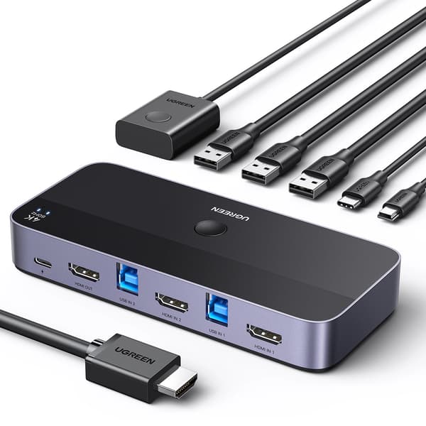 Ugreen CM664 HDMI-switch 2-i-1 KVM-switch - sort