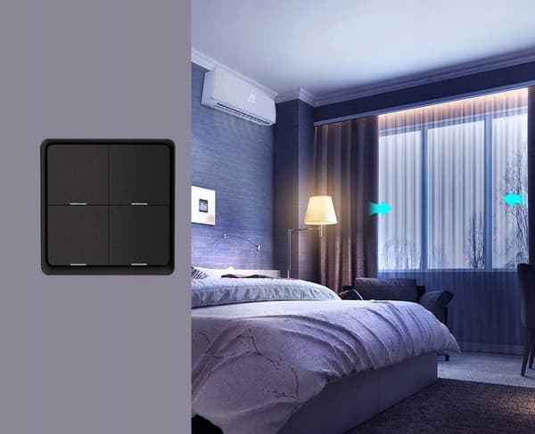 Fjernbetjeningsafbryder 12 scener 4P ZigBee Tuya Sort