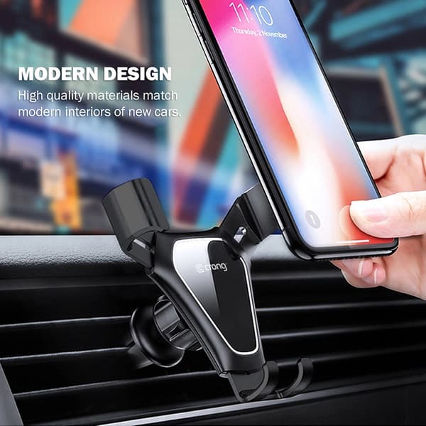 Crong Gravity Auto-Clip Bilholder - Gravity bilholder til 4,7"-6,5" telefoner (sort)