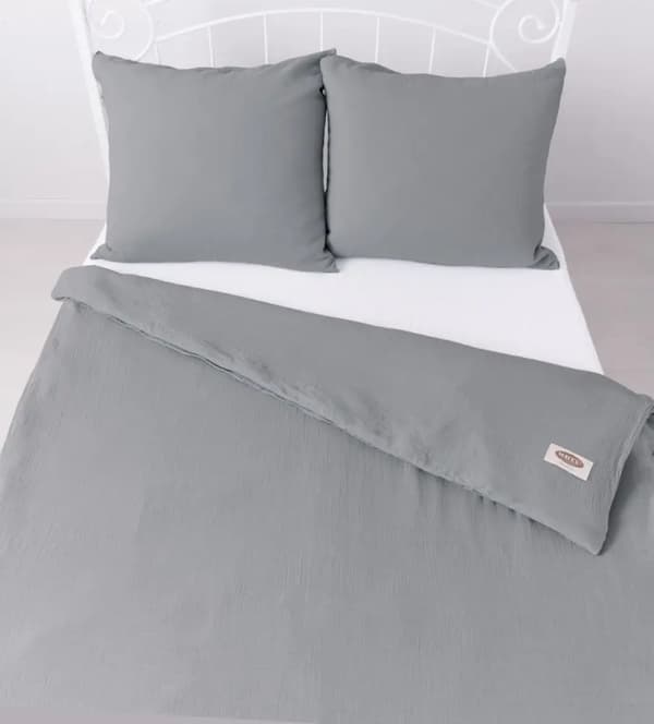 Sengetøjssæt i bomuld, muslin, 220x200, grå
