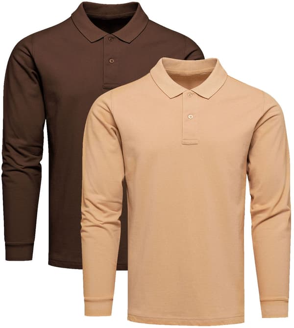 2 kpl premium-poolopaitoja, ruskea ja beige - M