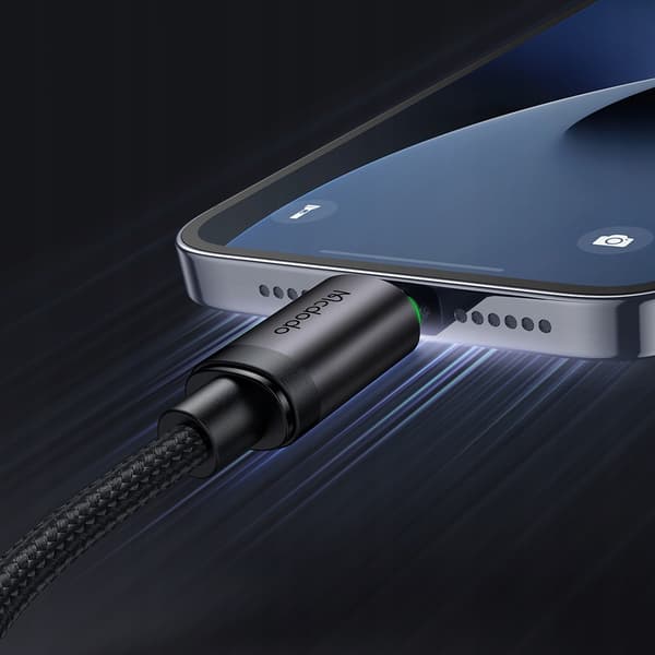 MCDODO Oplader USB Lightning Kabel Hurtig Opladning til iPhone 1M LED