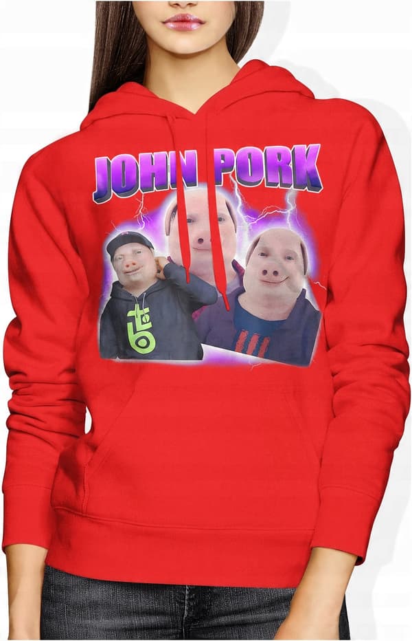 JOHN PORK MEME VIRALSWEATSHIRT SJOV DAME MEMORY PIG L