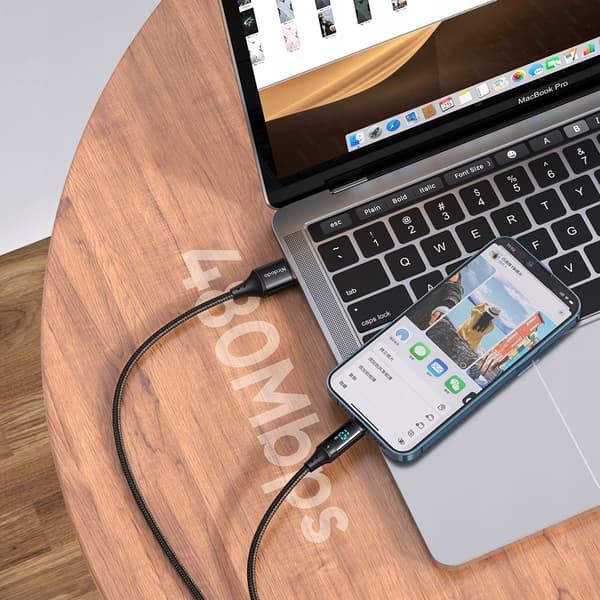 MCDODO KABEL MED DISPLAY USB LIGHTNING 36W 1M TIL IPHONE X 11 12 13 14