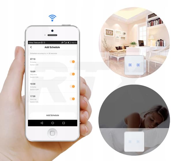 Touch Glas Lyskontakt 3P ZigBee TUYA #uden N