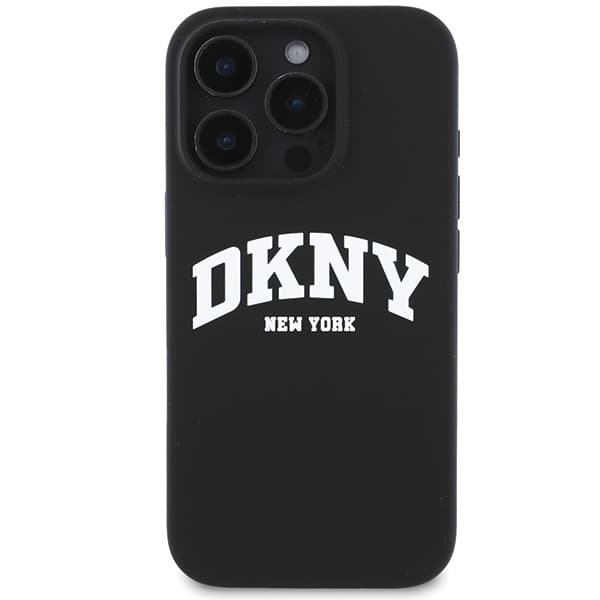 DKNY DKHMP16LSNYACH iPhone 16 Pro 6.3 sort/sort hårdt cover silikone hvid trykt logo MagSafe