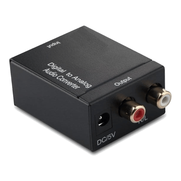 digital lyd konverter koaksial TOSLINK til analog 2 x RCA stereo