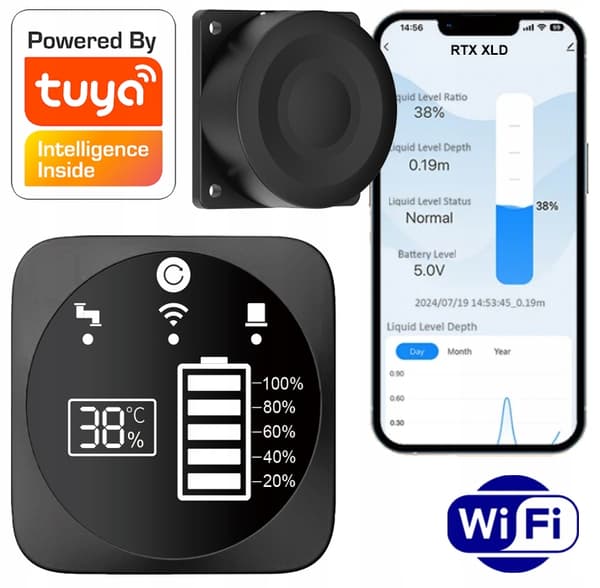 RTX-mätare Vätskenivåsensor med LED-display WiFi TUYA Smart