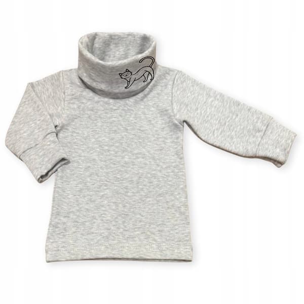 Barn TURTLENECK 146 SWEATSHIRT Barn T-SHIRT BLUS med tryck GRÅ MELERAD