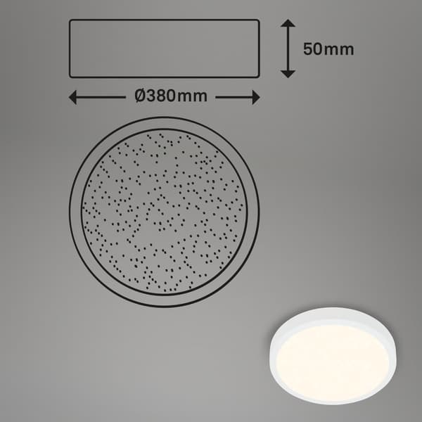 Fjernbetjent LED loftlampe, 24W, Ø38cm, dæmpbar, VARIABEL farve