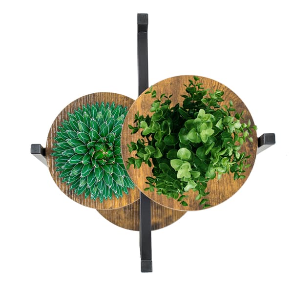 Stående blomsterstativ, metal, sort, træ, blomsterstativ, blomster, planter