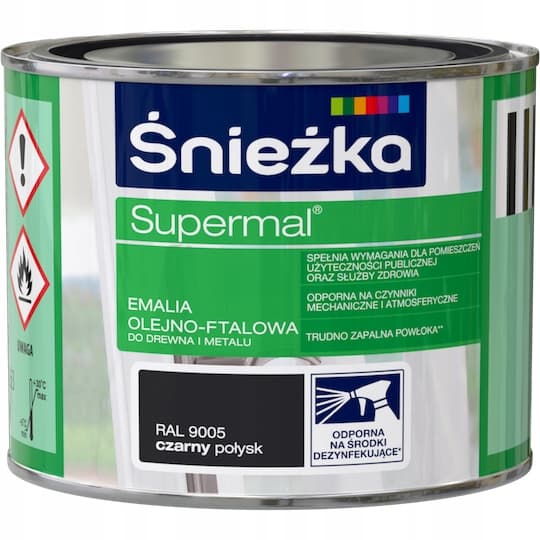 Smøremiddel Supermal olie-phthal emalje træ metal sort glans 0,2L
