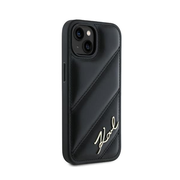 Karl Lagerfeld Diagonal Quilted Script - iPhone 15 Plus / 14 Plus -suojakuori (musta)