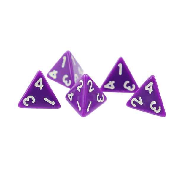 RPG-tärningar lila fyrsidiga D4