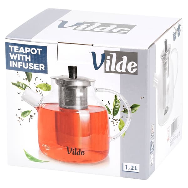 Varmebestandig glaskande med te-infuser, 1,2 l