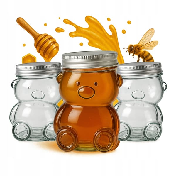Glas bamseglas 150ml til honning minibeholder til marmeladegave
