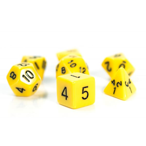 RPG terninger gult sæt med 7 terninger