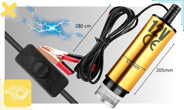 Stor pump för tömning av bränsle, olja, vatten, el, 12V