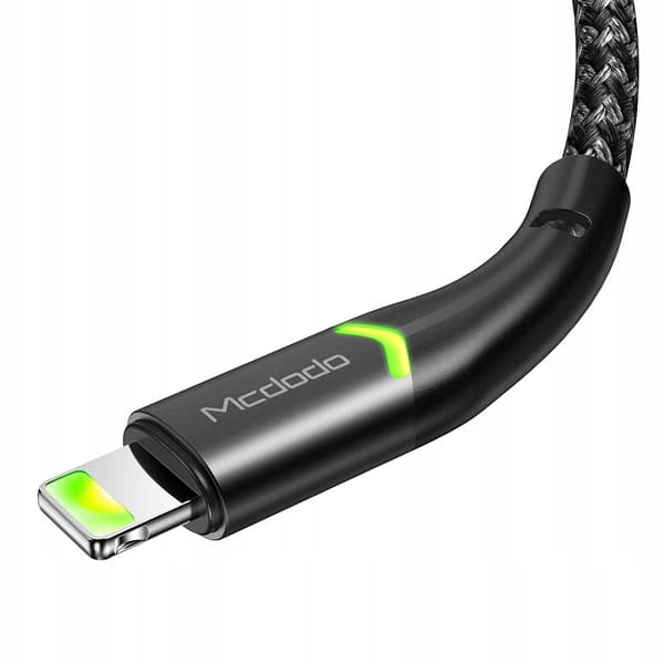 MCDODO USB LIGHTNING-KABEL HURTIGOPLADNING 36W TIL IPHONE 13 14 1M LED SORT