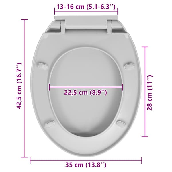 vidaXL Pehmeästi sulkeutuva WC-istuin vaaleanharmaa soikea