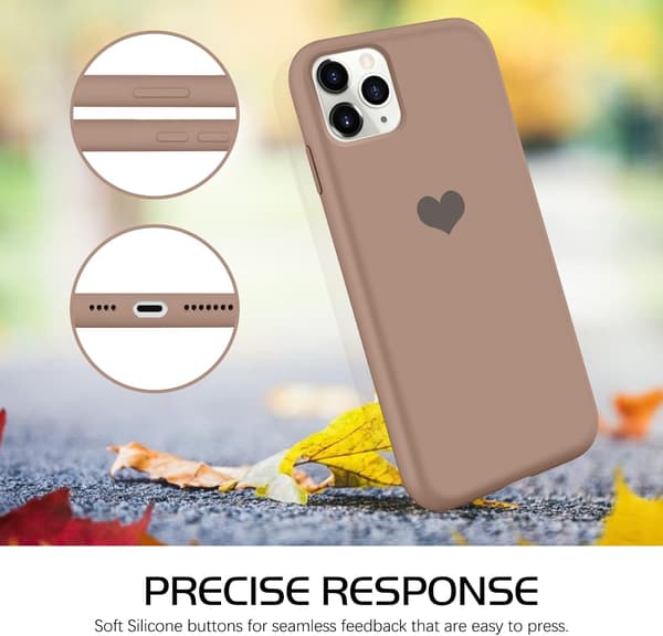 Apple iPhone 11 Pro Max -kotelo, ruskea silikonitausta