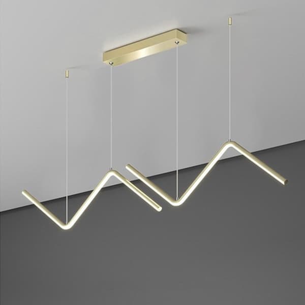 Zigzag-guld loftspendellampe med integreret LED, moderne, til køkkenø