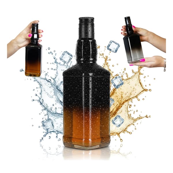 10x Daniel Glasflasker 500 ml ombre sort og transparent til vodka