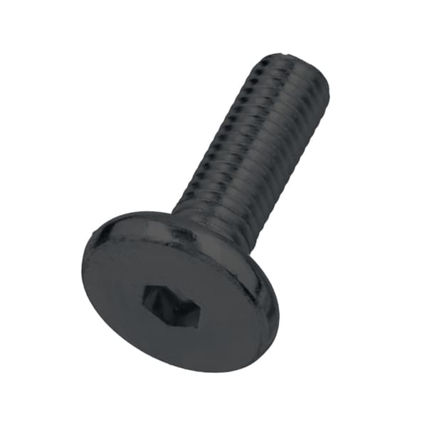 Fladhovedet møbelskrue, sort, M8x20, galvaniseret stål, 50 stk.