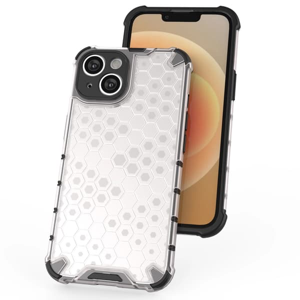 Honeycomb iPhone 14 Plus Hybrid Pansret Etui Gennemsigtigt