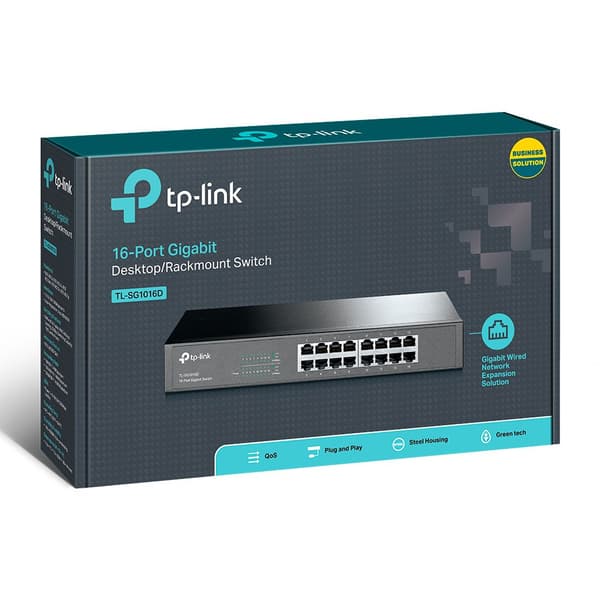 TP-LINK TL-SG1016D Switch 16-Port Gigabit, Sort