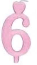 Nummer 6 Hjertekagelys Pink