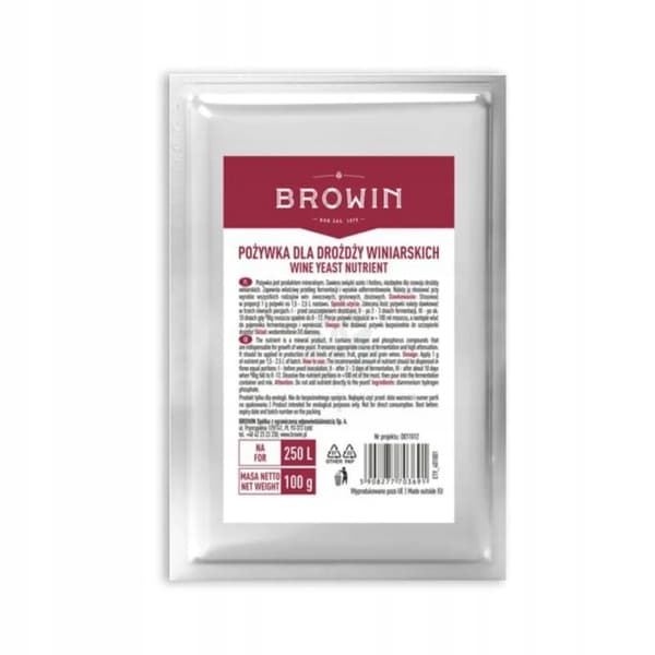 NÆRINGSINDHOLD 100 g for BROWIN vingær