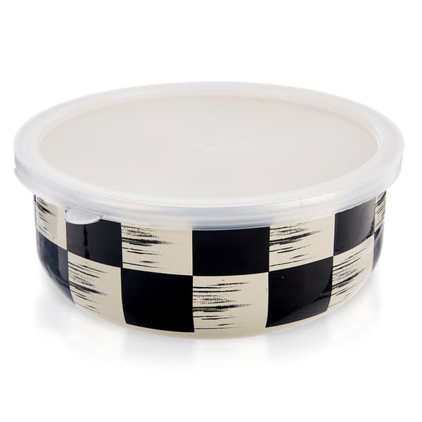 Emaljerad skål med lock SCHACKBRÄDA 17 cm, 1 l