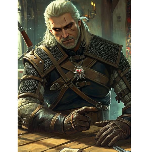 MALING EFTER TAL Billeder til maleri The Witcher Geralt Gwent 40x50 cm