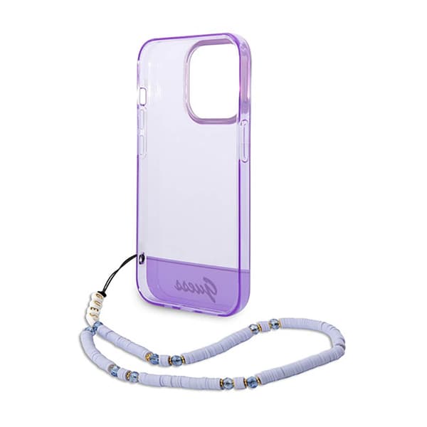 Guess Translucent Pearl Strap - iPhone 14 Pro-skal (Lila)