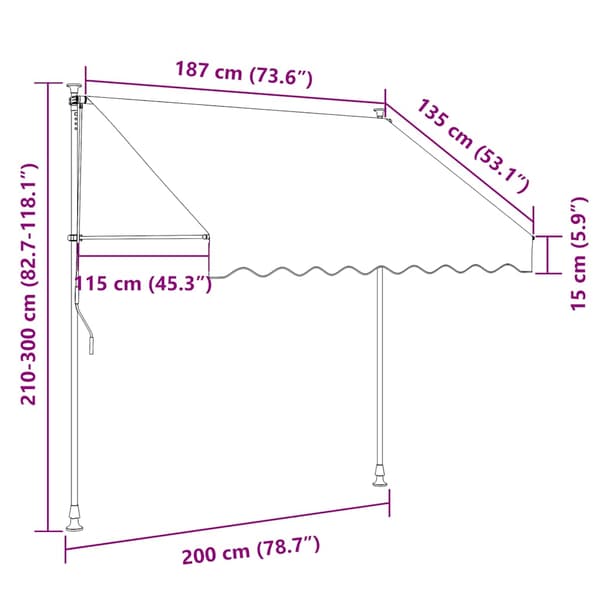 vidaXL Manuell utdragbar markis 200 cm orangebrun