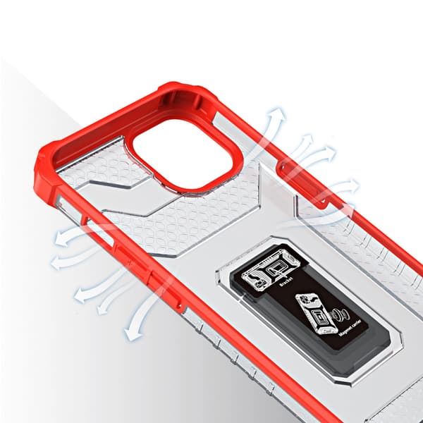 Crystal Ring Case armerat hybridskal + magnetisk hållare iPhone 12 mini röd