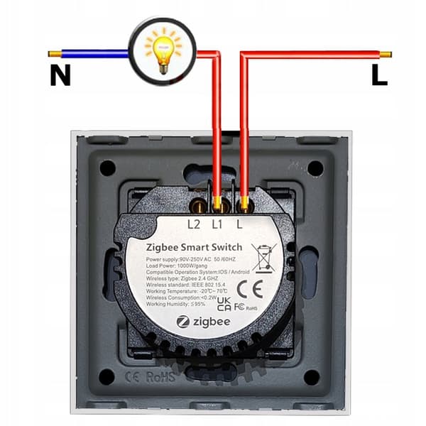 TUYA WiFi Touch Switch 1 krets vit #med N/utan N