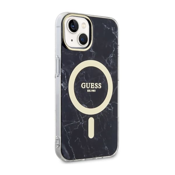 Guess Marble MagSafe - iPhone 14-skal (svart)