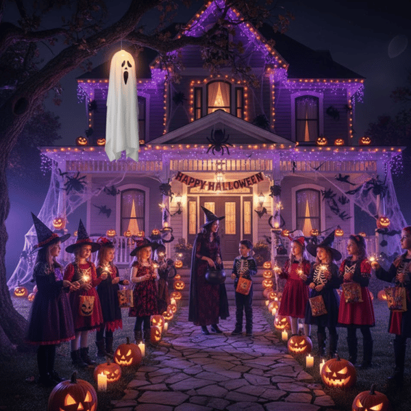Halloween-koriste, hehkuva aave, 85 cm