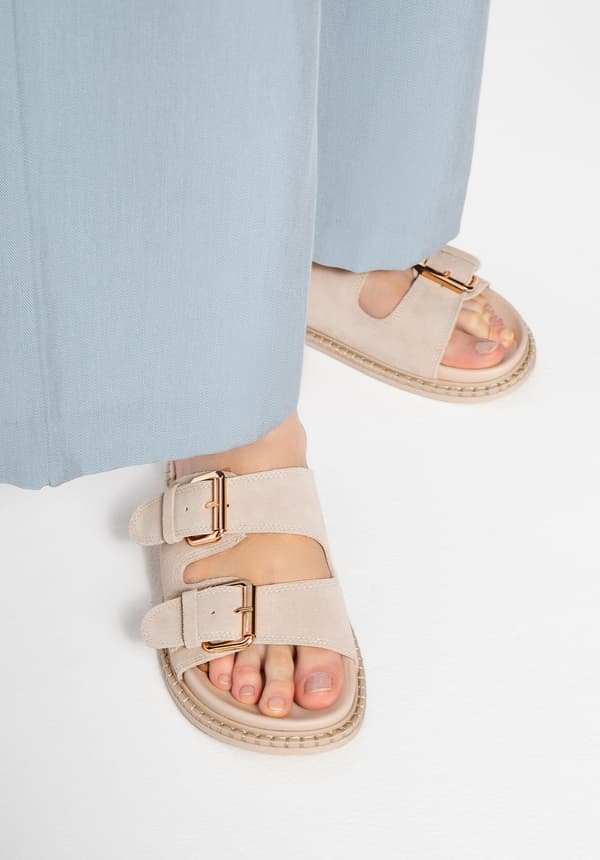 Wittchen dam beige mockaläder tåsandal