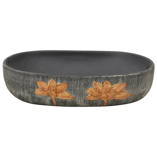 vidaXL bordvask, grå og sort, oval, 59x40x14 cm
