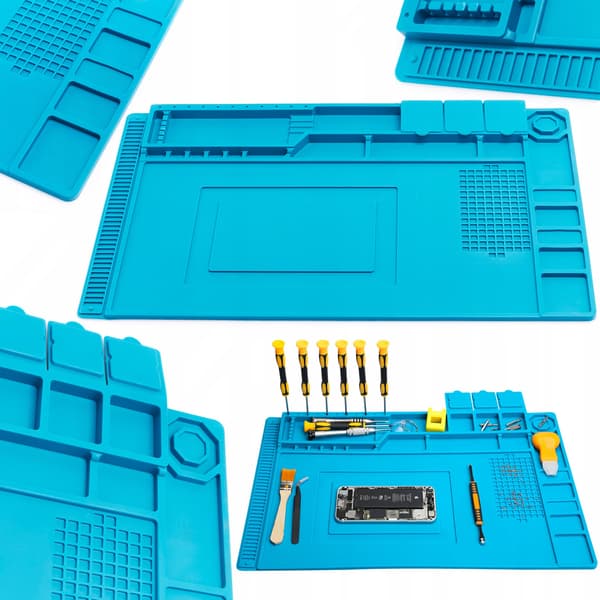 TE-501 blå antistatisk arbejdsmåtte 450x300mm med fingerbolde og handsker