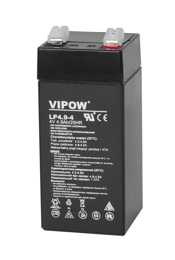 Batteri 4V 4,9Ah gel Vipow UPS legetøj vægte