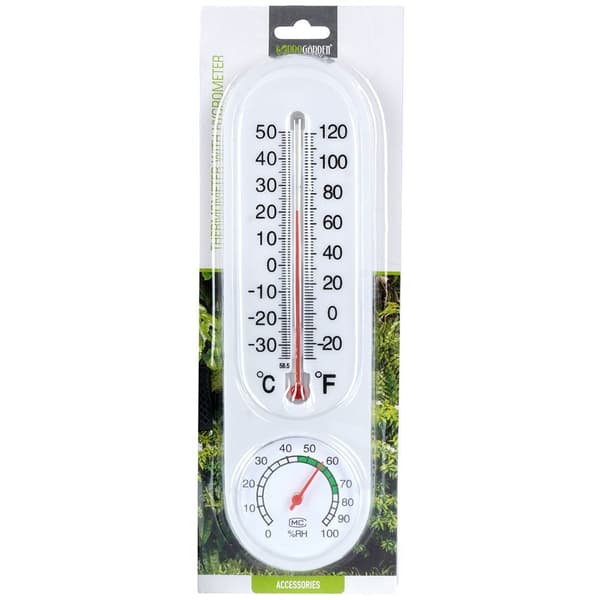 Termometer med hygrometer hvid 22 cm