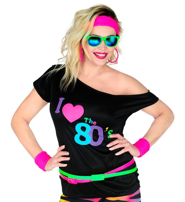 Rakastan 80-lukua -t-paita musta Rakastan diskoa L/XL
