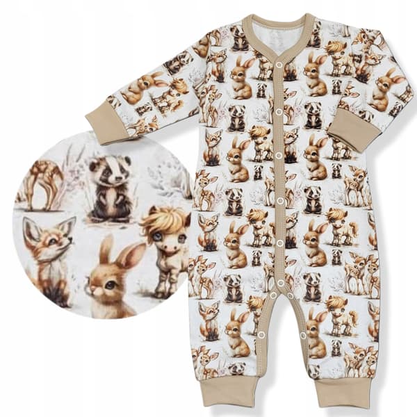 Romper 110 med knapper, uden fødder, pyjamas, med kaniner