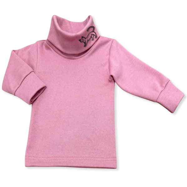 Flickpolokrage 98-tröja för barn, rosa mönstrad blus