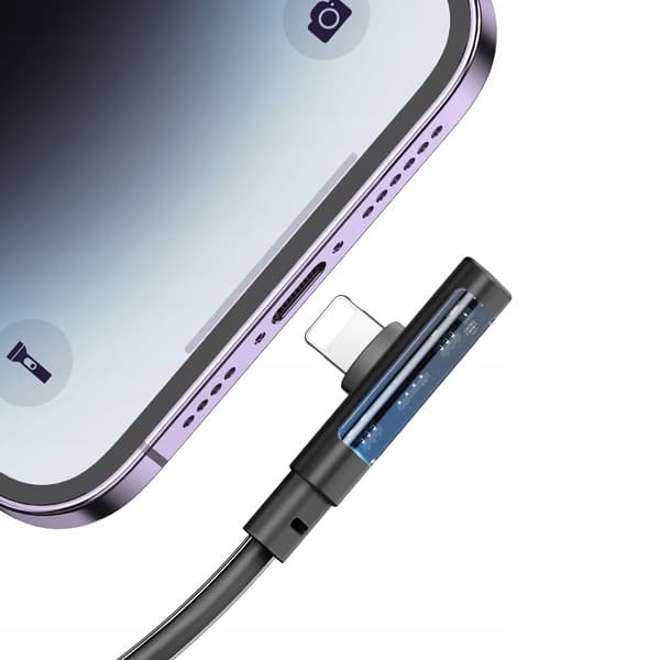 MCDODO Vinklet USB Lightning fladkabel 36W til iPhone 12 13 14 sort 2m
