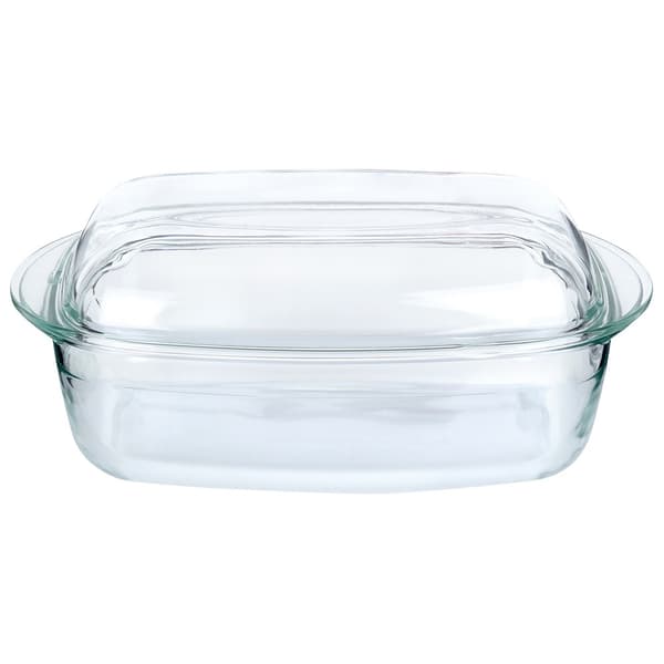 Värmebeständigt glaskärl med lock 3+1,5 l